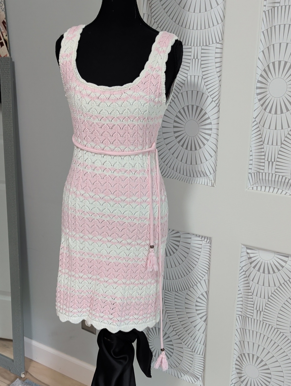 Indikah Pink Crochet Knit Dress